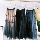 Langer Rock mit hoher Taille und Schleife